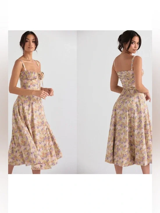 House of CB 'Carmen' Peony Print Bustier Sundress XS New - Picture 14 of 14